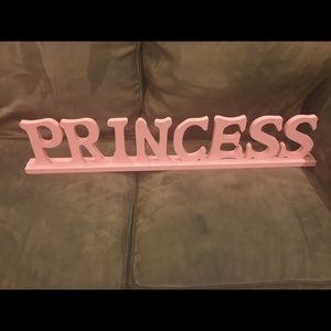 Large pink wood princess sign decor. 35 in.